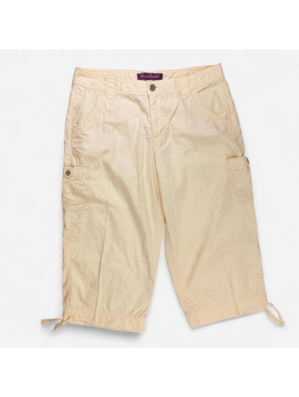 Butter Yellow Cotton Cargo Capri Pants with Drawstring Hems